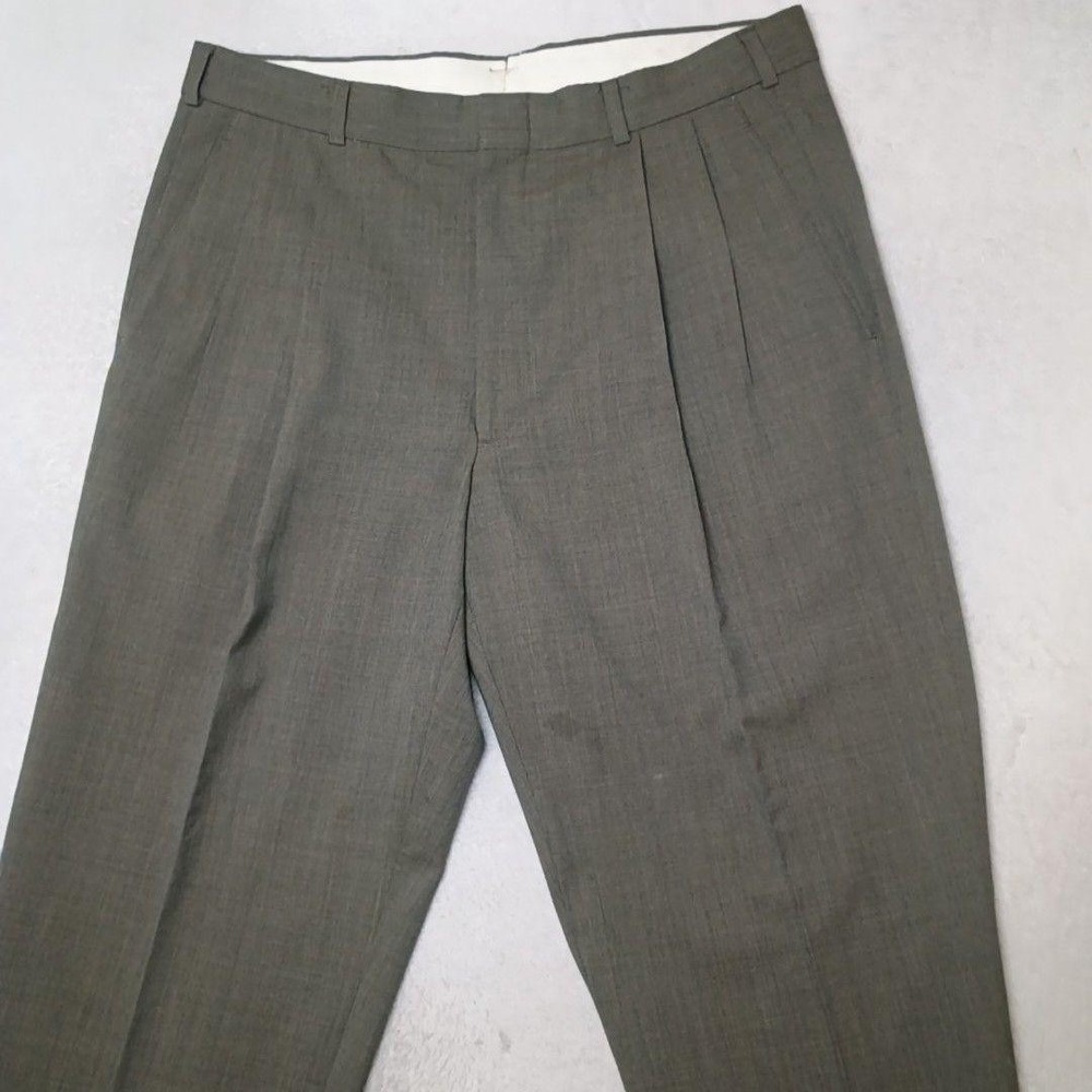 Brooks Brothers Pants Men 33x30 Gray Pleated Wool Straight Dress Suit Slacks USA - Picture 2 of 14